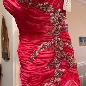 Elegant Pink Embellished Prom Dress